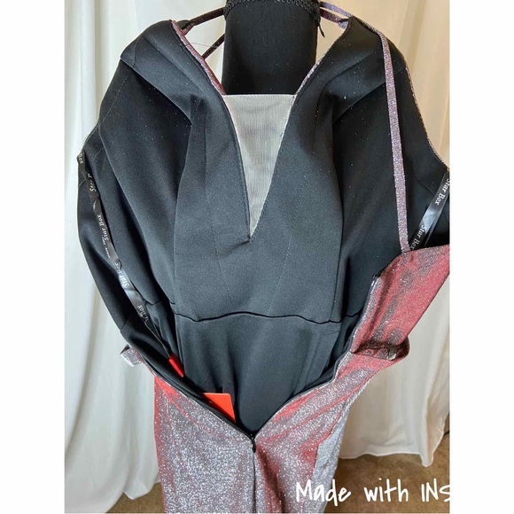 Cindy Metallic Burgundy Long Formal Prom Gown Dress M - Picture 5 of 6